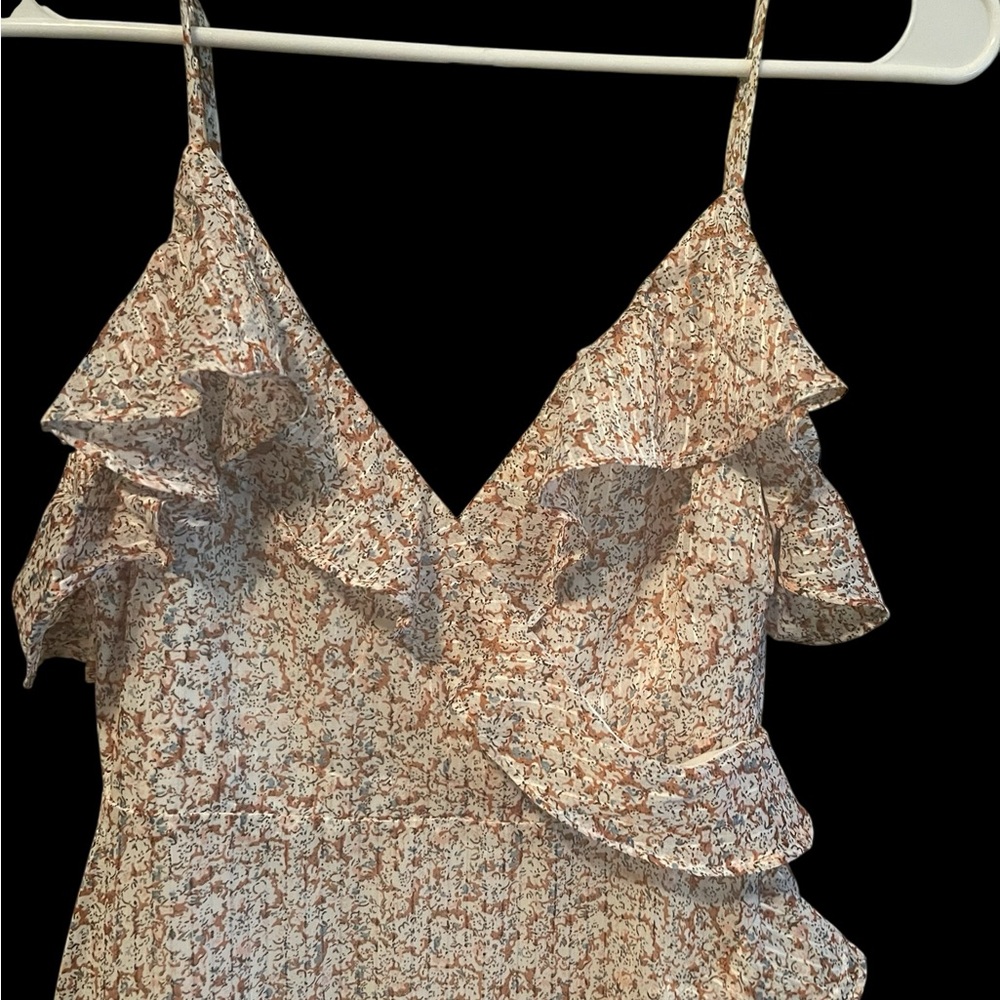 B65 Elegant Cream Ruffle Maxi Dress - Picture 3 of 4